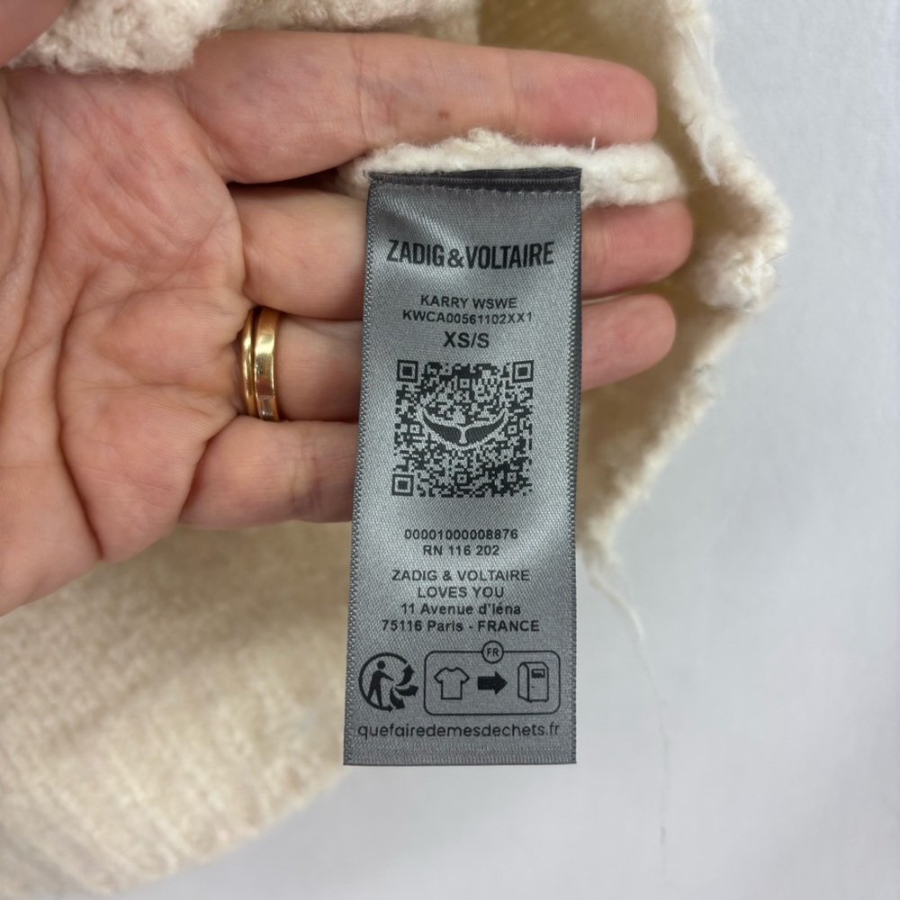 Zadig & Voltaire Karry Sleeveless Sequin Knit Cardigan Sweater XS small cream - Picture 9 of 12